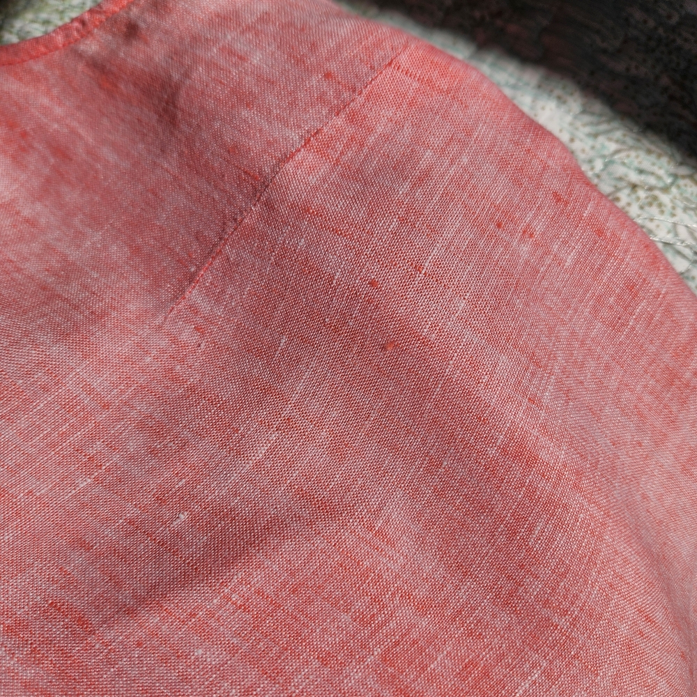 Talbots Linen Shell Cross Dye Pink Sleeveless Linen V-Neck Top - S - Picture 8 of 9
